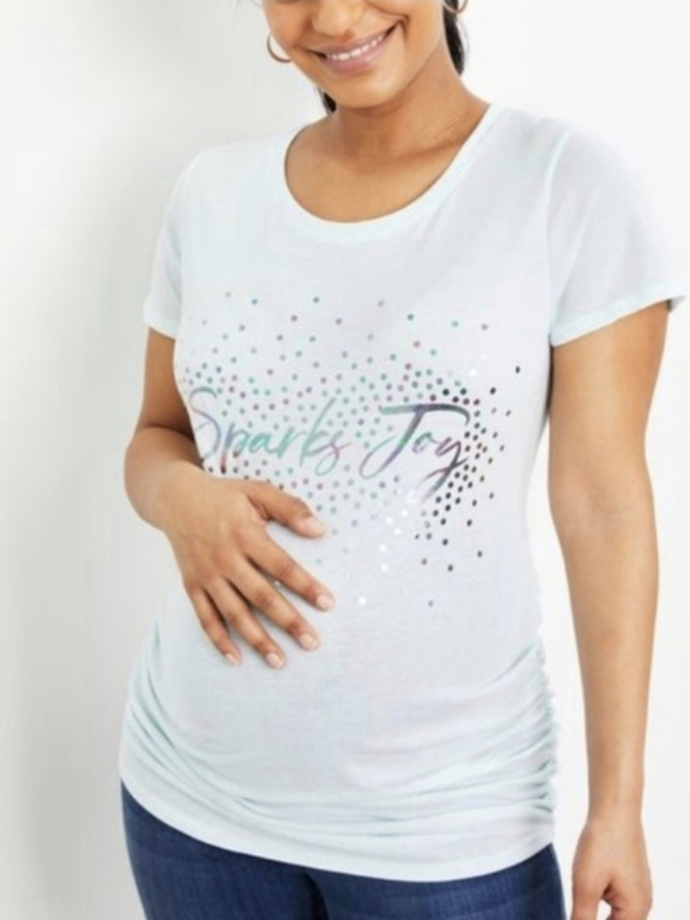 Motherhood Maternity Light Blue 'Sparks Joy' Short Sleeve Tee